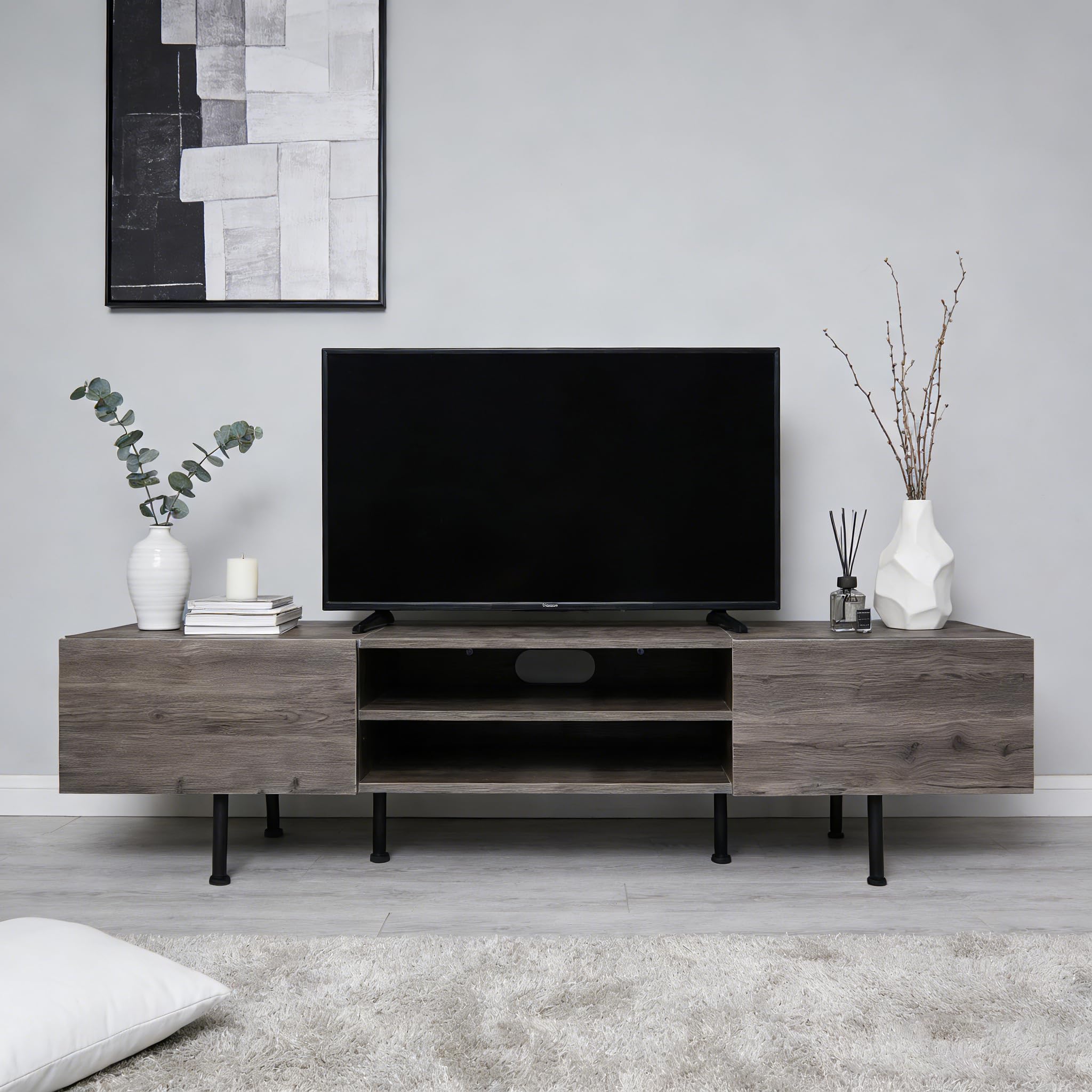 直接引取り！8月26日処分します！ヴィンテージモダン テレビボード 幅150cm Amazon｜テレビ台 テレビボード ヴィンテージ 65型まで対応 幅180 奥行